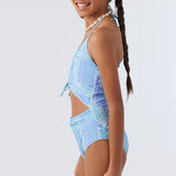 Girl's Winona Tile Cinched One-Piece