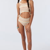 Girl's Lagoon Stripe Cut Out One-Piece