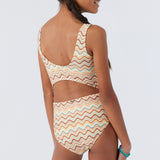 Girl's Lagoon Stripe Cut Out One-Piece