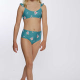 Girl's Chan Floral Ruffle Strap Bralette Swim Set