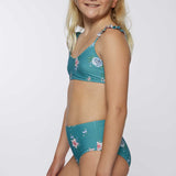 Girl's Chan Floral Ruffle Strap Bralette Swim Set