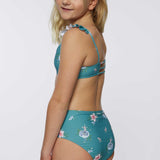 Girl's Chan Floral Ruffle Strap Bralette Swim Set