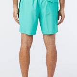 Hermosa Solid Crew Elastic Waist 17" Swim Trunks