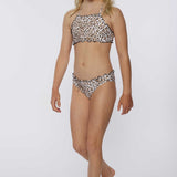 Girl's Leo Ruffle Edge Hi-Neck Swim Set