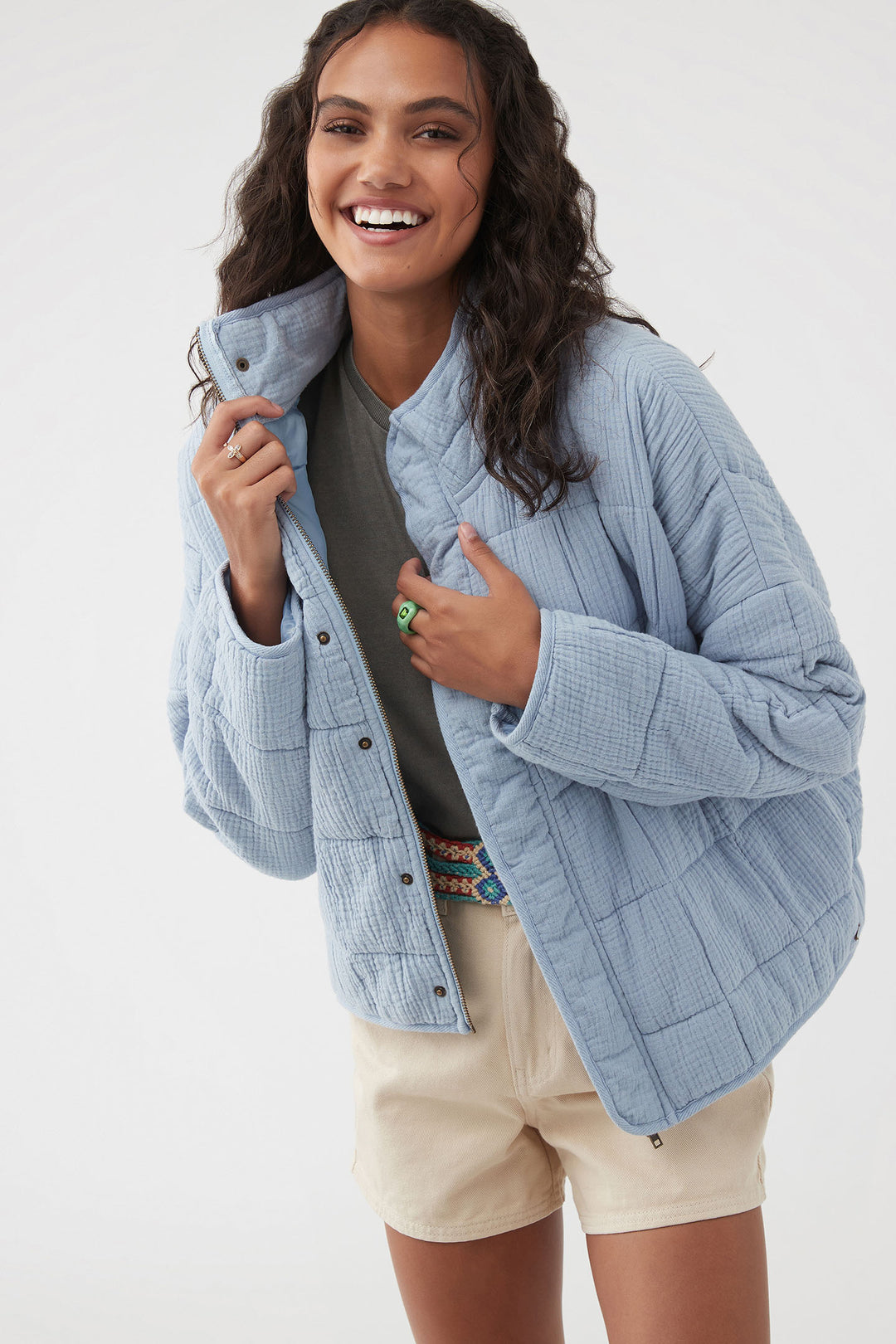 O'Neill Quilted Faux Fur Zip-Up Jacket